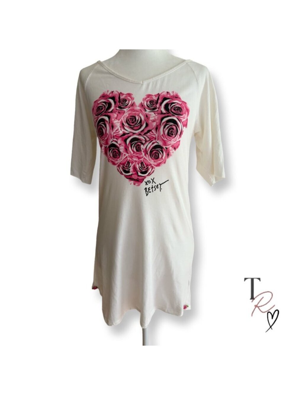 Betsey Johnson Intimates Heart Graphic Sleep Shirt Nightgown Nightie PJs Medium